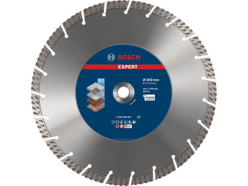 Diamantna rezalna plošča Bosch EXPERT MultiMaterial, Dimenzije: 300x22,23x2,8x15mm, 2608900664